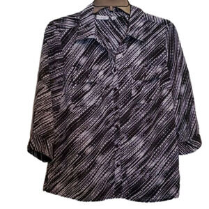 Kim Rogers Petite Women's 3/4 Sleeve Button Down Shirt Size PM